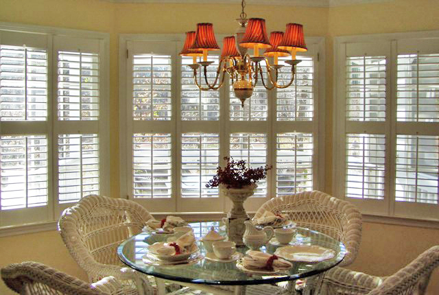 plantation shutters with open louvers