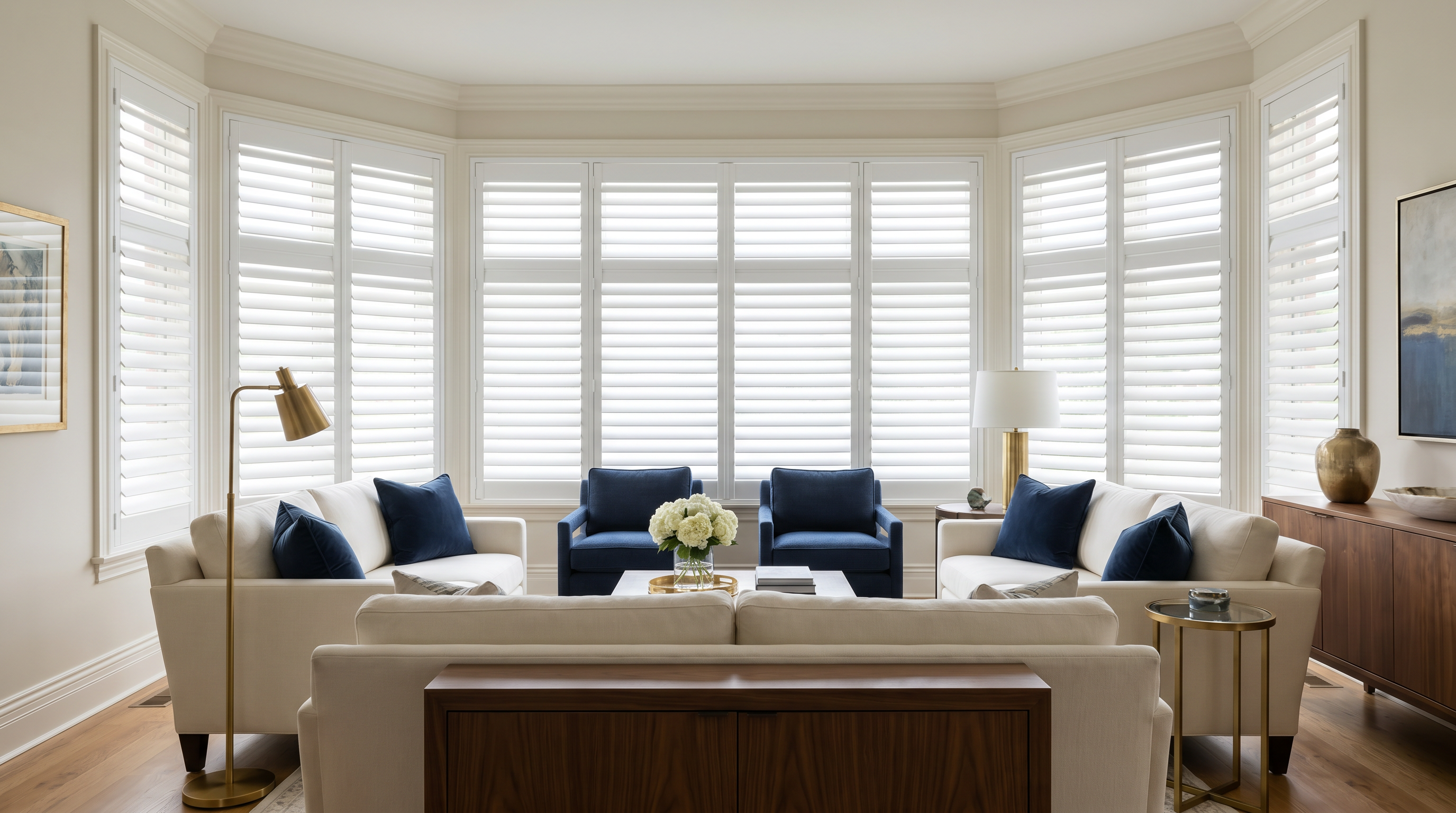 Elegant room with custom plantation shutters for the Shenandoah Shutters service area