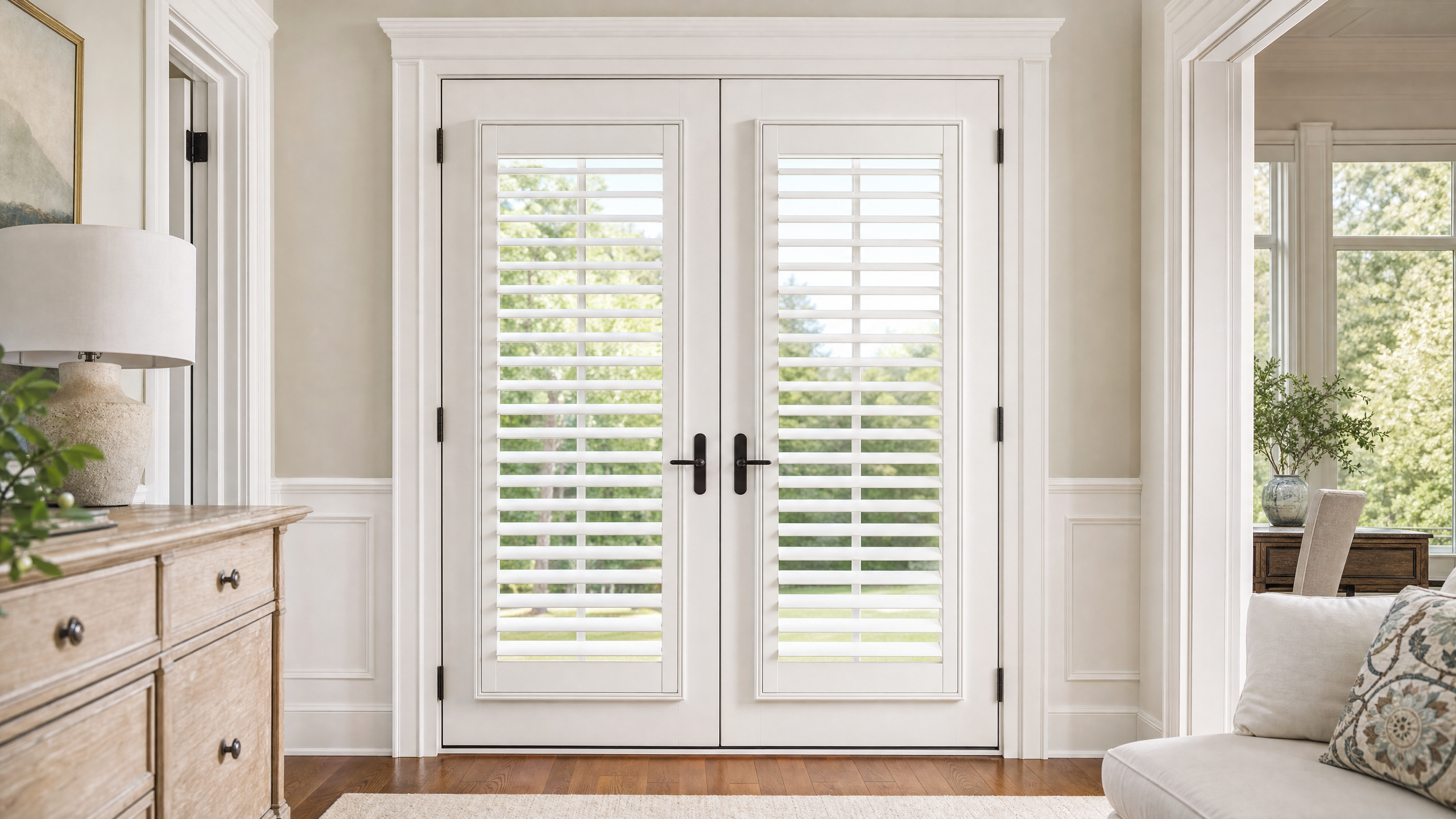 French Door Shutters shown in a Shenandoah Shutters Richmond-area home