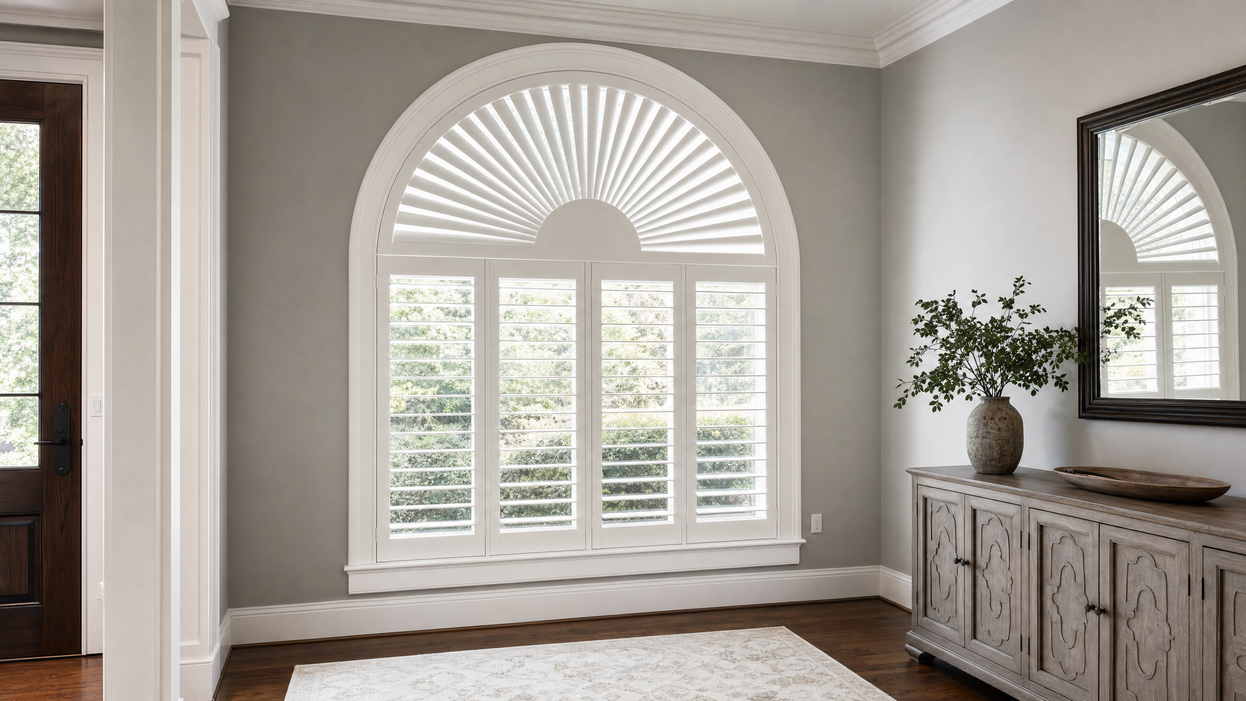 Specialty Plantation Shutters shown in a Shenandoah Shutters Richmond-area home