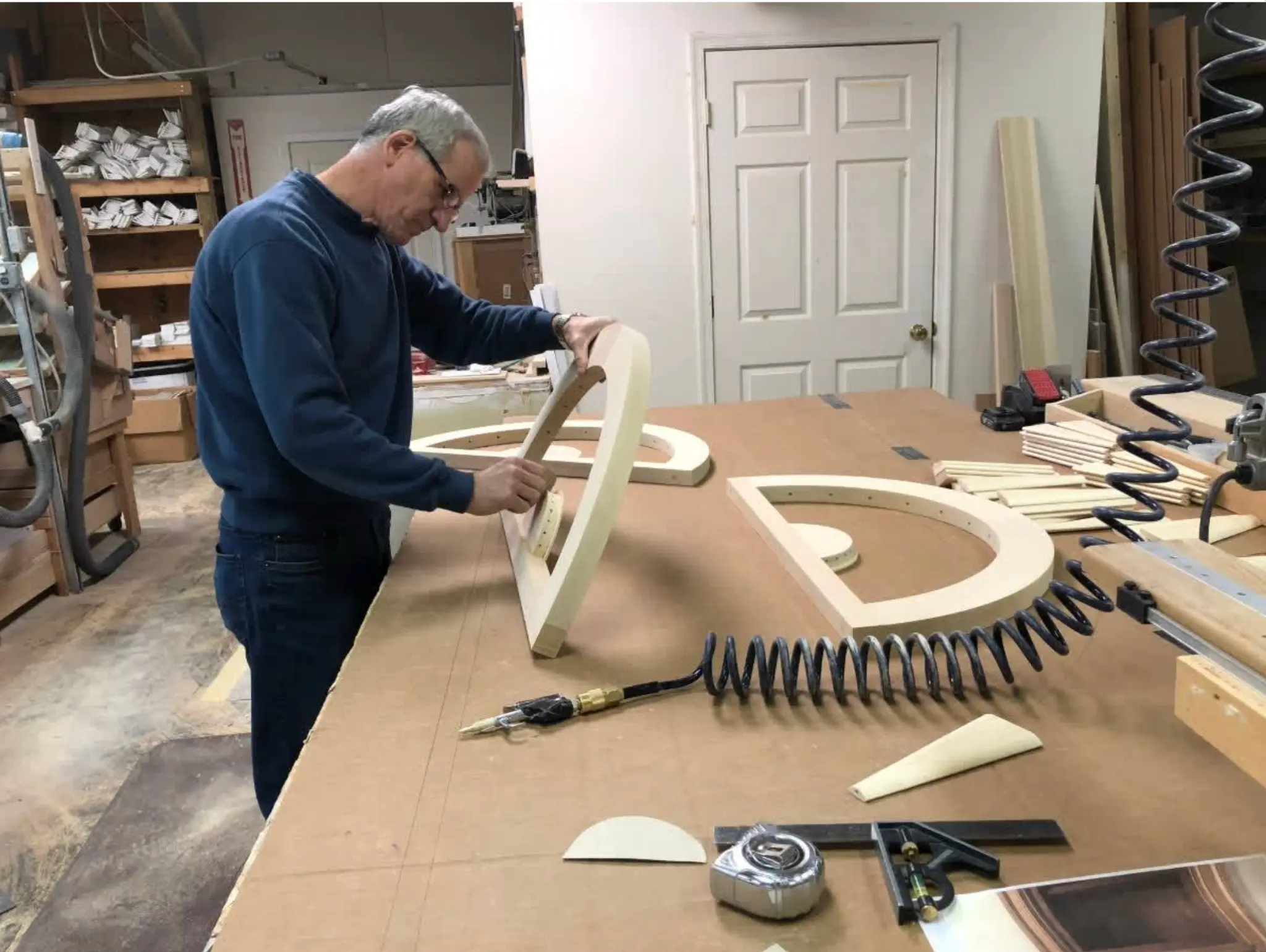 Shenandoah Shutters workshop where hardwood shutter components are prepared