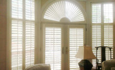Sunburst Arch over French Doors with Shadow Boxes